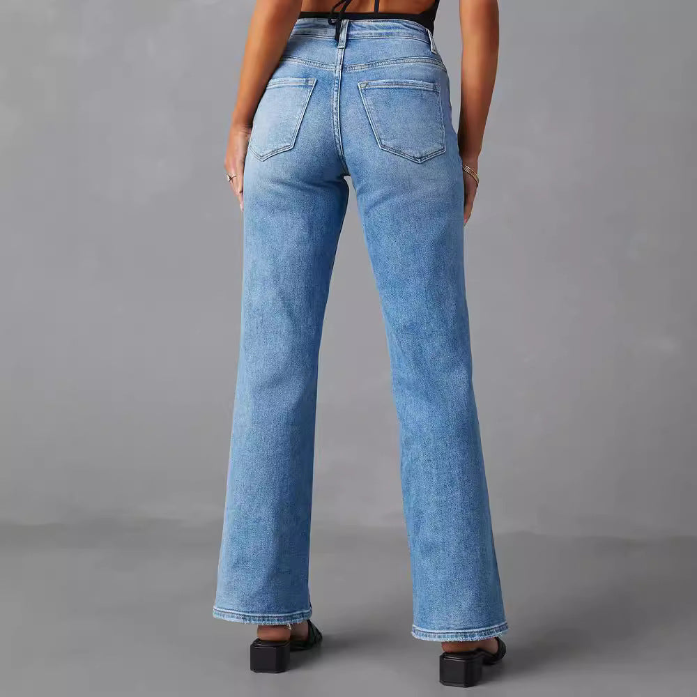 Damer Løst snittede jeans med sidelange slidser og høj talje Stilla