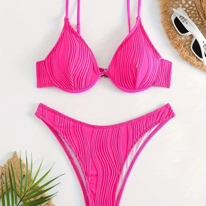 Dame bikini sæt med elegant plisseret mønster Skovae
