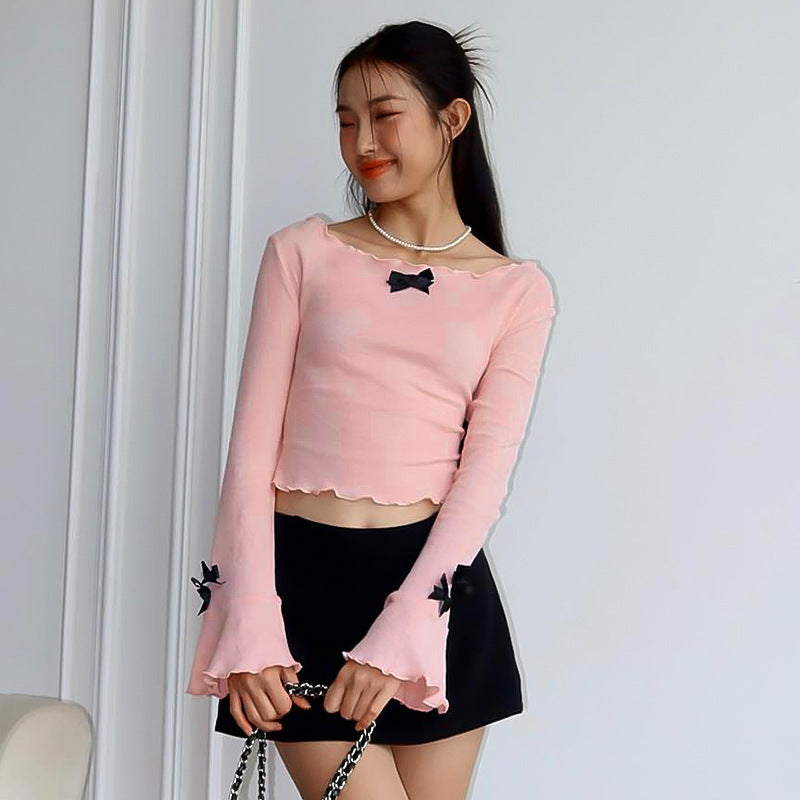 Femme Stylish Langærmet top med Udsmykkede manchetter Stilla