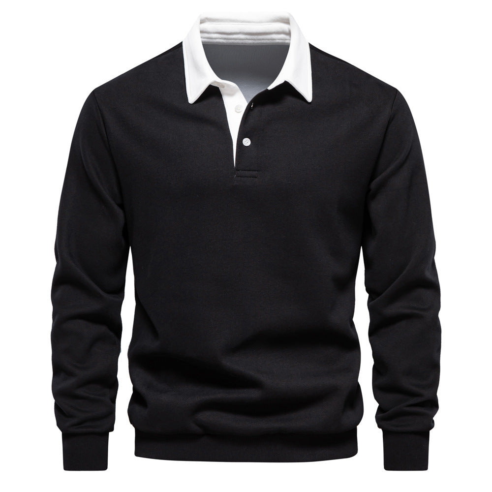 Herrer nan elegante Langærmet Poloshirt med kontrastkrave Skovae