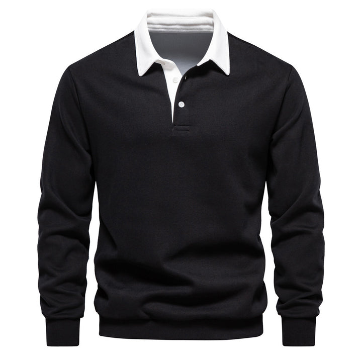 Herrer nan elegante Langærmet Poloshirt med kontrastkrave Skovae