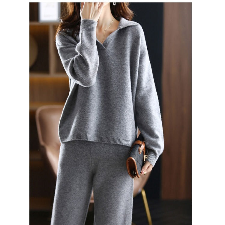 Kvinders komfortable strikket sweater med krave og oversized pasform Stilla