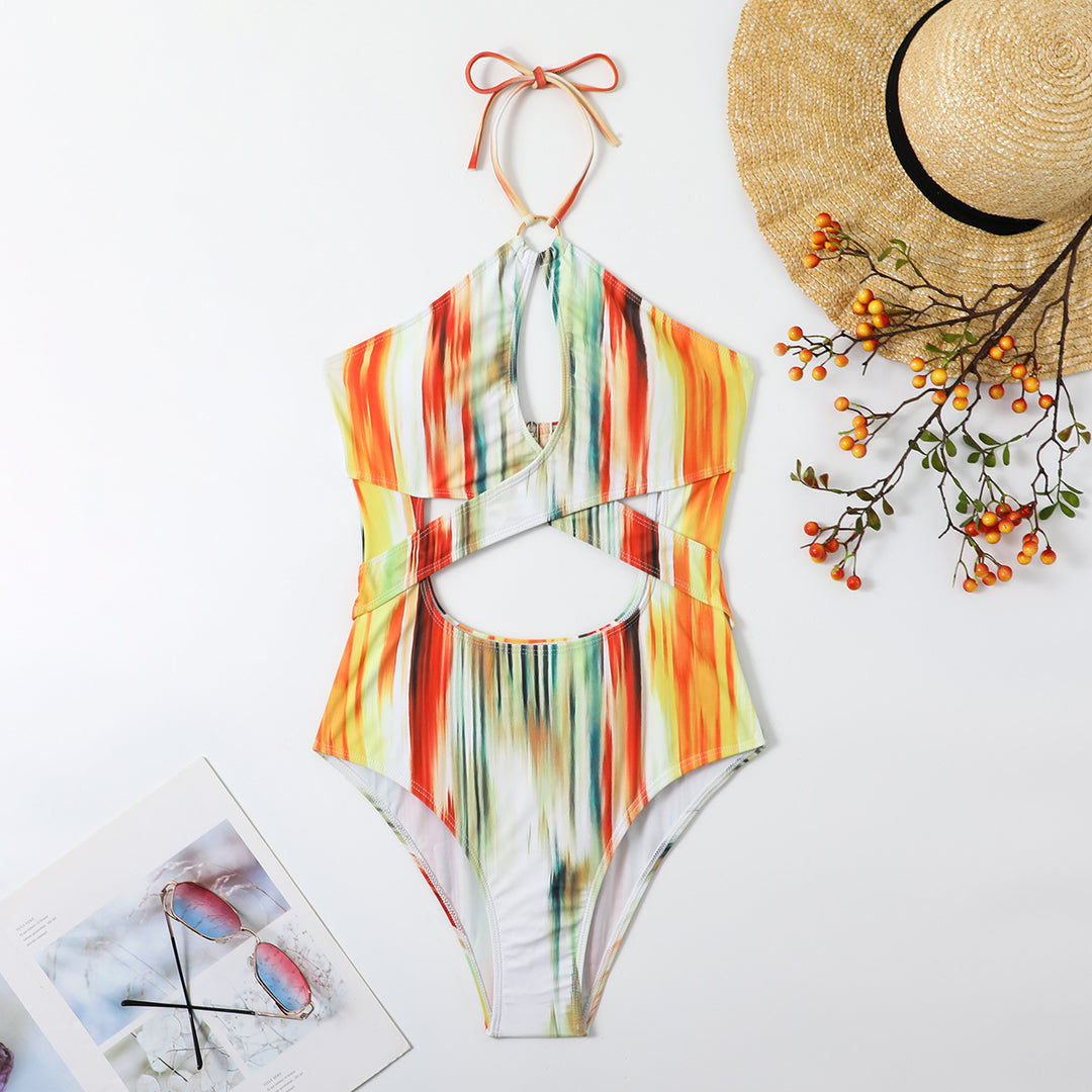 Dame Cut-Out Farverig Enstykke Badedragt Stilla