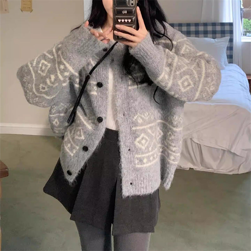 Dame casual cardigan med unikt mønster og blødt materiale Stilla