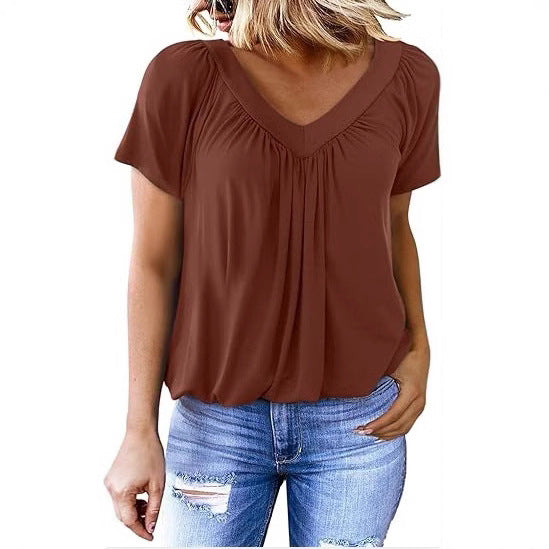 Dame Relaxed Fit V-Hals Bluse Stilla