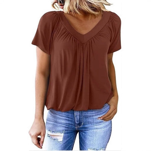 Dame Relaxed Fit V-Hals Bluse Stilla