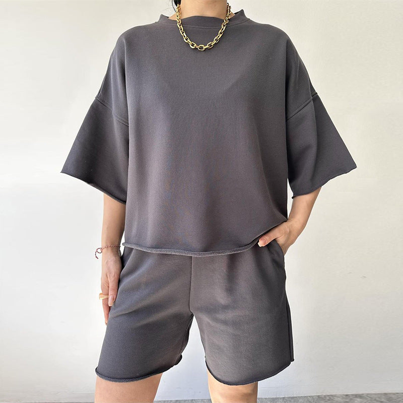 Kvinders casual sæt med kortærmet top og shorts Skovae