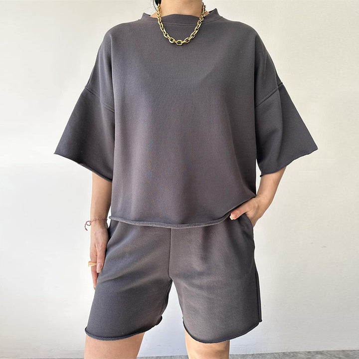 Kvinders casual sæt med kortærmet top og shorts Skovae