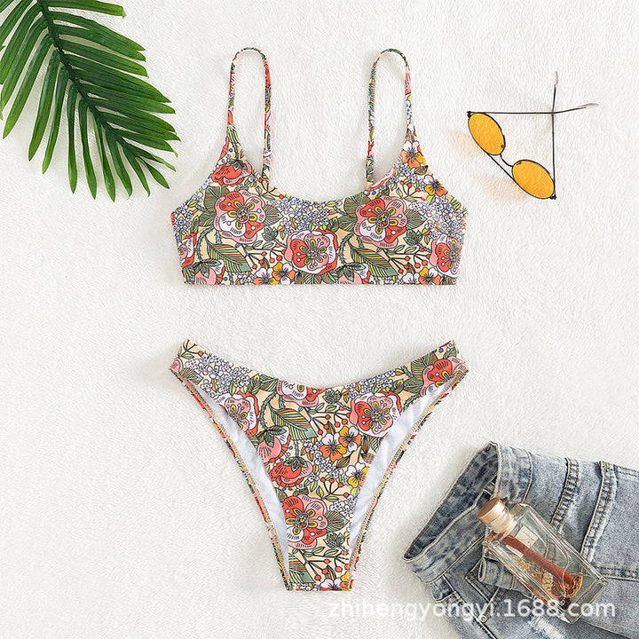 Dame Sporty Bikini Sæt med blomstret design Skovae