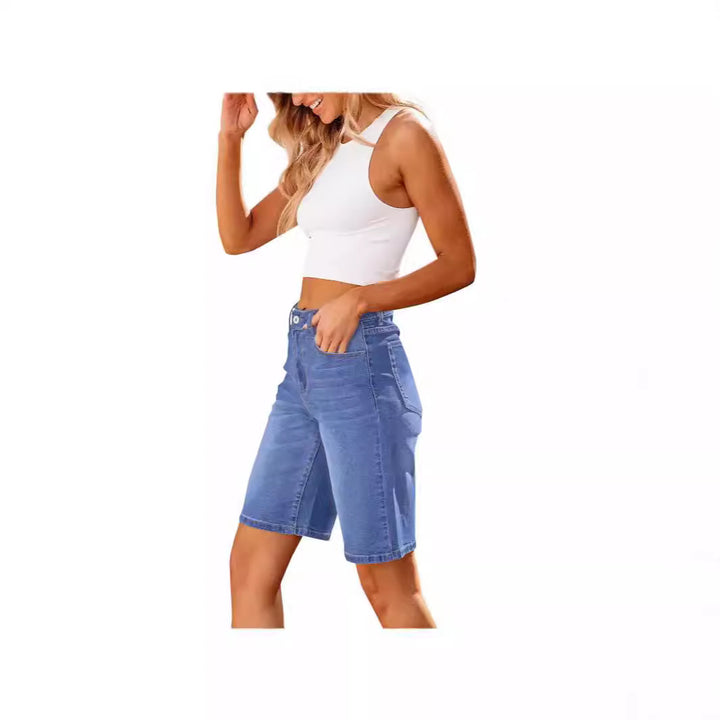 Damer denim shorts med afslappet pasform og afslappede detaljer Skovae