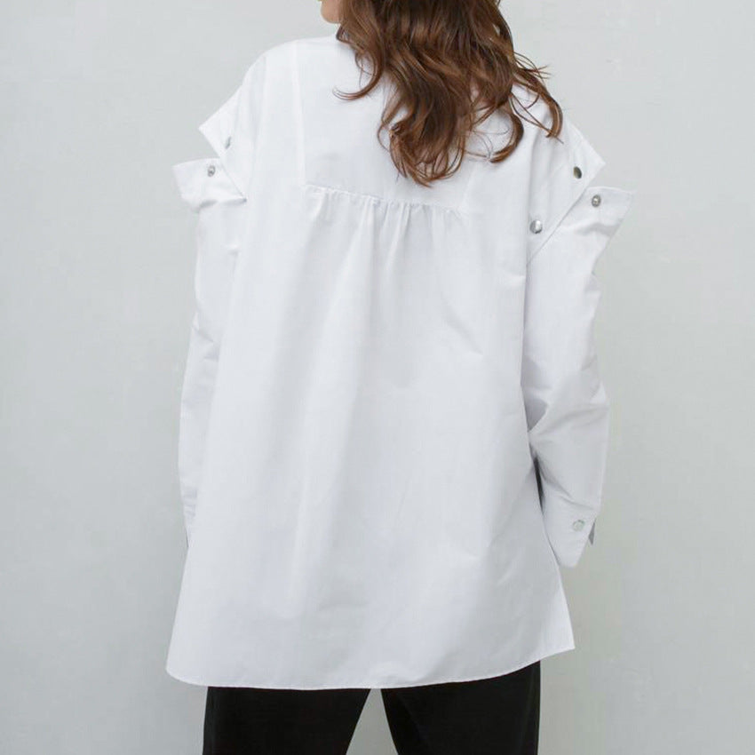 Dame Oversized Skjorte med asymmetrisk snit og modige detaljer Stilla