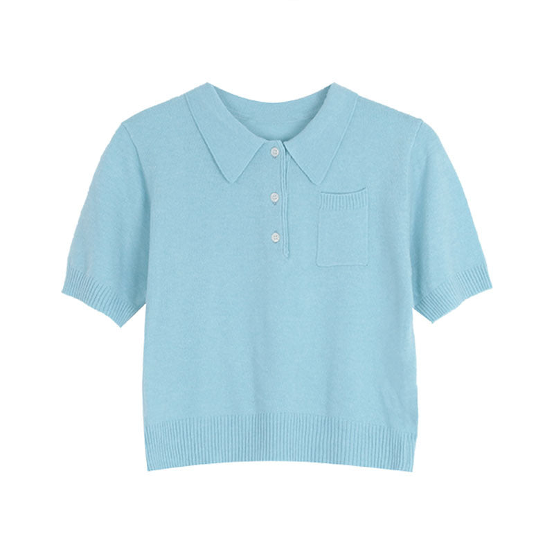 Dame elegant poloshirt med stilfuld krave og fin struktur Stilla