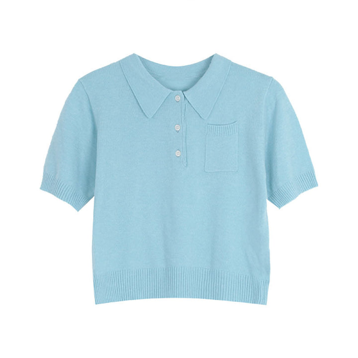 Dame elegant poloshirt med stilfuld krave og fin struktur Stilla