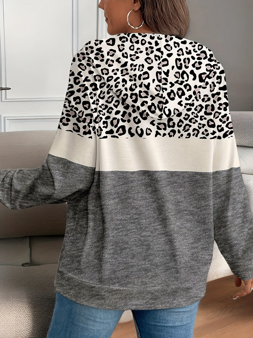 Dame Chic Dyreprint Pullover Hoodie Stilla