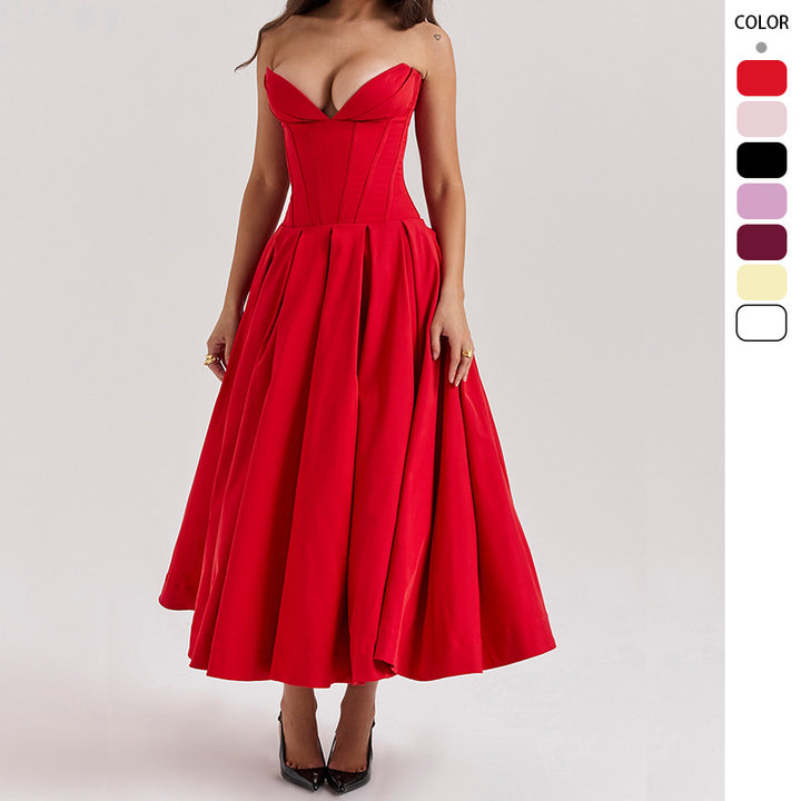 Kvinders Couture Maxi Kjole med elegant sweetheart udskæring og flagrende nederdel Stilla