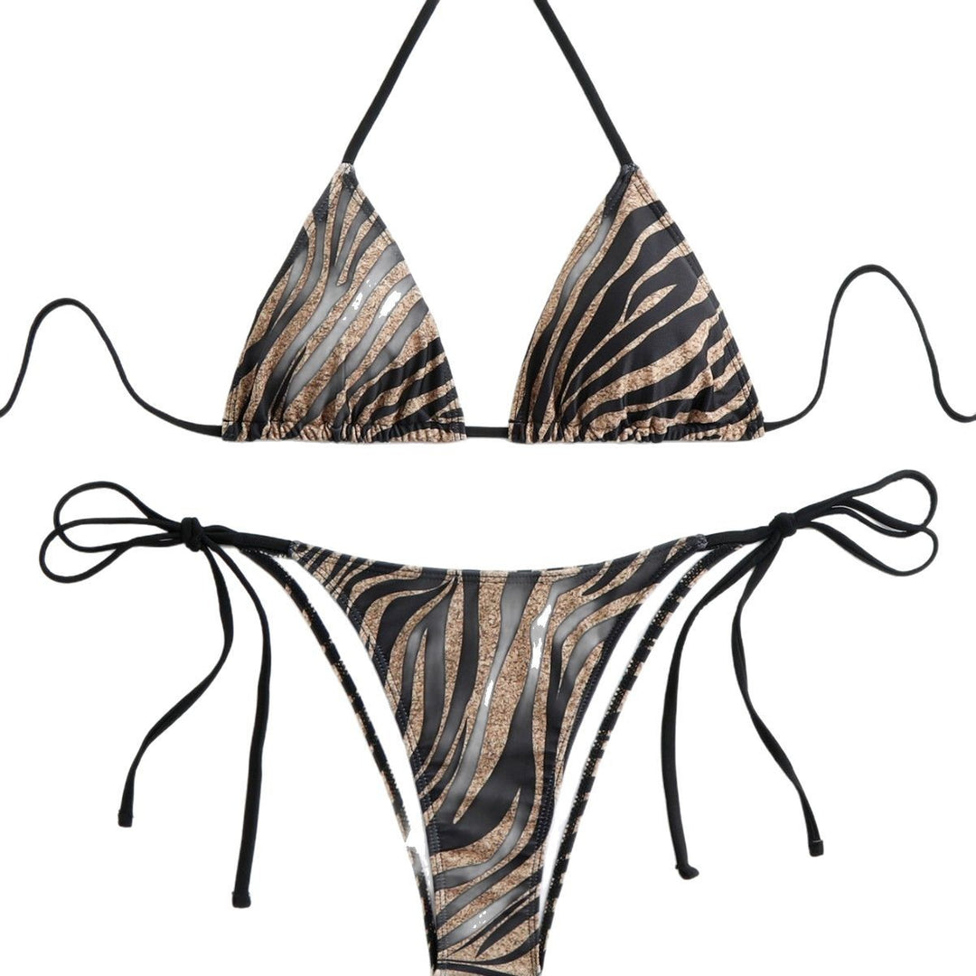 Dame triangelbikini med elegant zebraprint Skovae