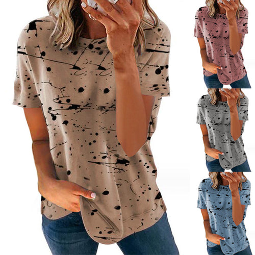 Dame T-shirt med kreativt farveklat-design Stilla