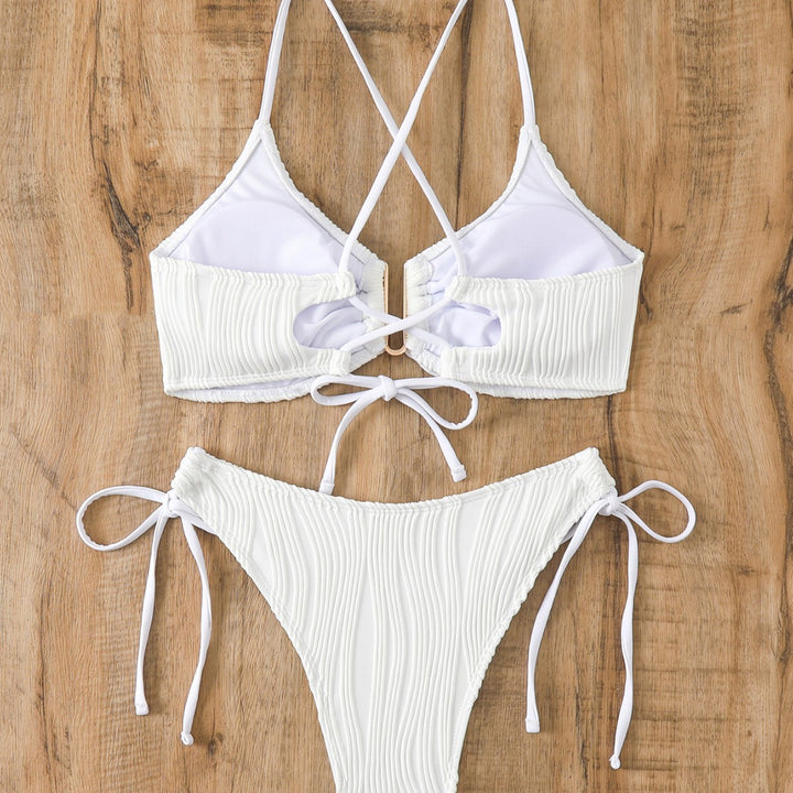 Dame bikini sæt med raffineret flæsedesign og justerbare stropper Stilla
