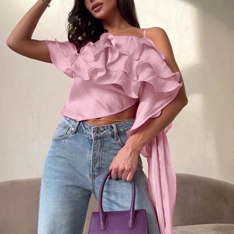 Dame Rynkeoverdel med asymmetrisk design og svingende fald Stilla