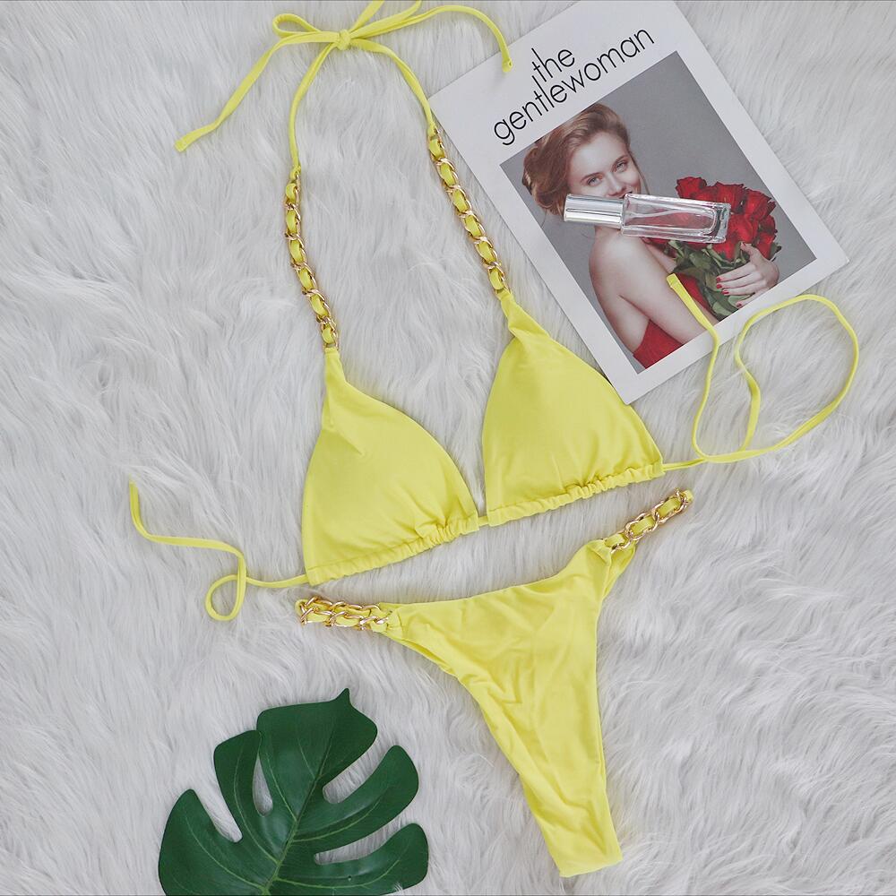 Dame Chic Triangle String Bikini Sæt Stilla