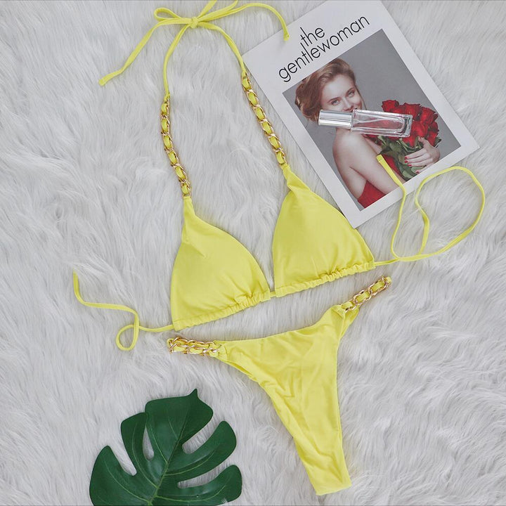 Dame Chic Triangle String Bikini Sæt Stilla