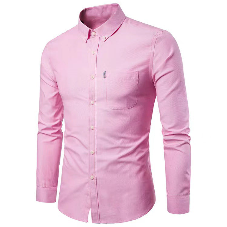 Herrer nan figursyet Oxford-skjorte med Button-Down-krave og brystlomma Skovae