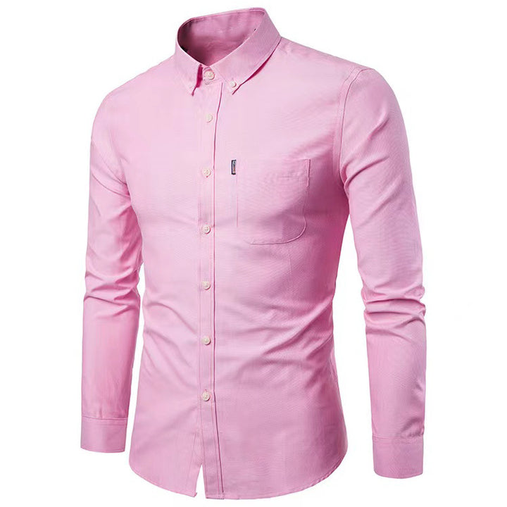 Herrer nan figursyet Oxford-skjorte med Button-Down-krave og brystlomma Skovae