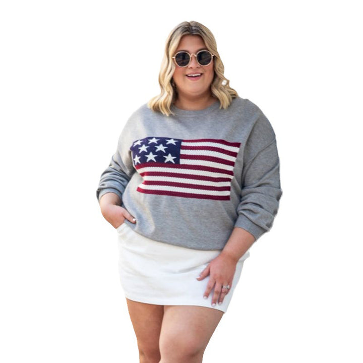 Dame sweatshirt med amerikansk flag i afslappet stil Stilla