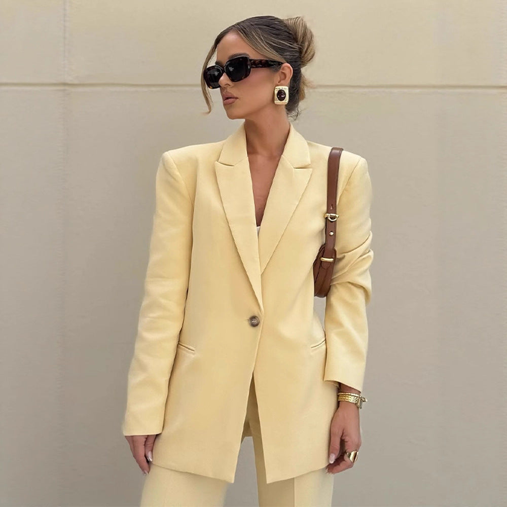 Dame elegant, figursyet blazer- og bukse-set Stilla