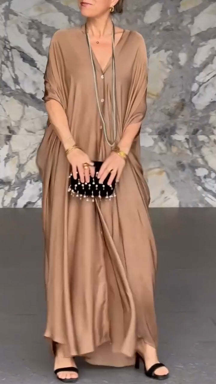 Dame Elegant Maxi-kjole med knapdetaljer Stilla