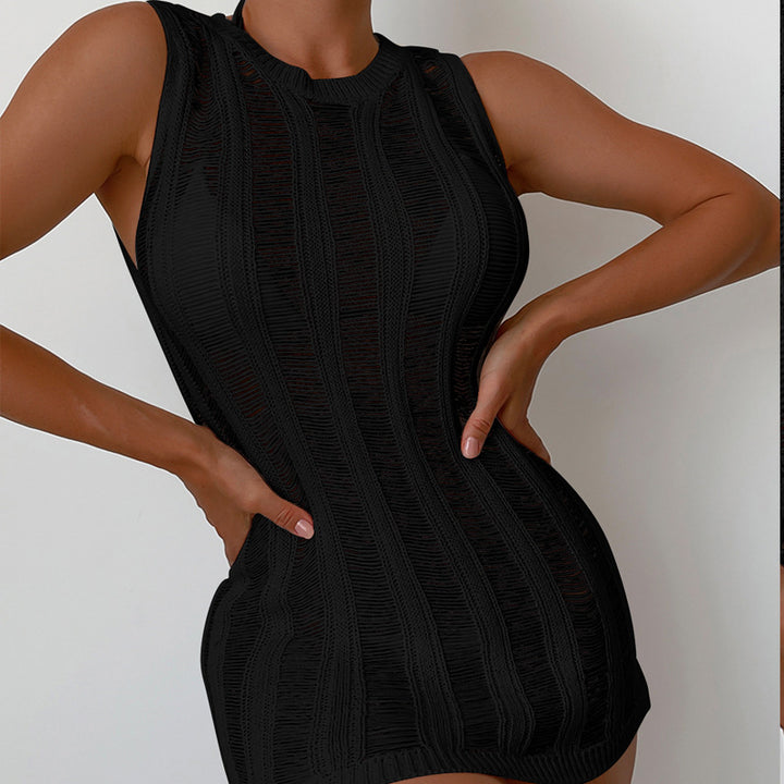 Dame Cropped Pullover i luftig netstruktur Stilla