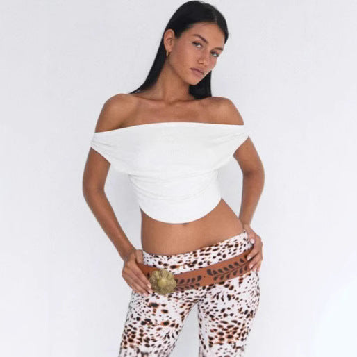 Femme Off-Shoulder Rüsch Crop Top Stilla