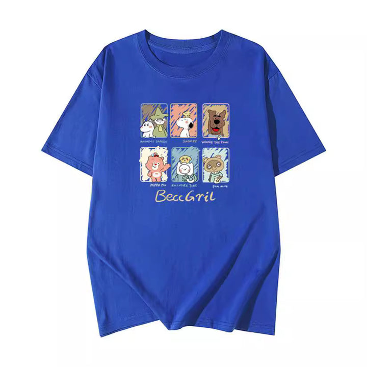 Dame T-shirt med kunstnerisk dyremotivtryk og løs pasform Stilla