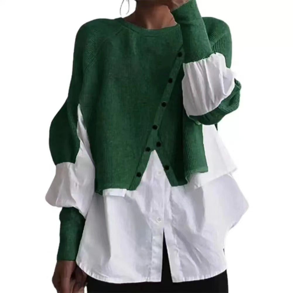 Femme Lagdelt Strikpullover med Knapdetalje Stilla