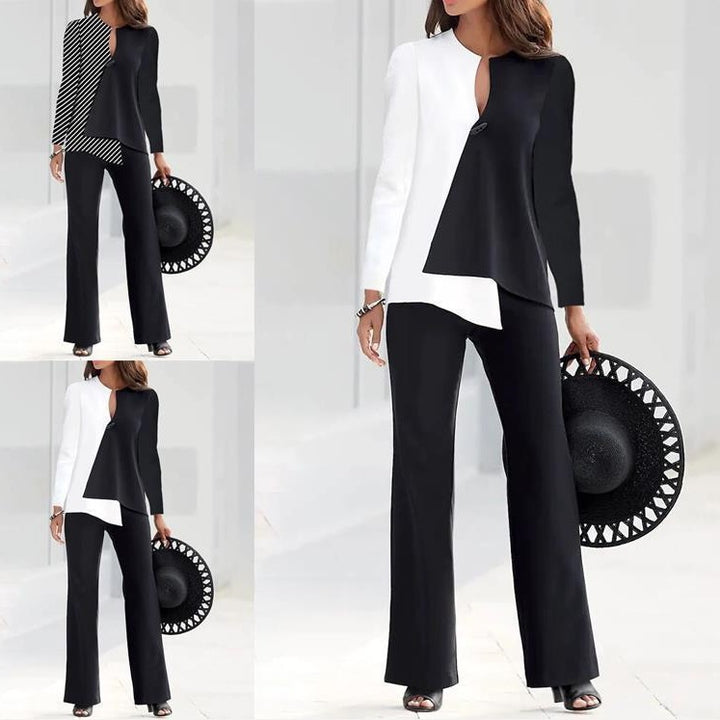 Dame elegant jumpsuit med asymmetrisk snit og lange ærmer Stilla