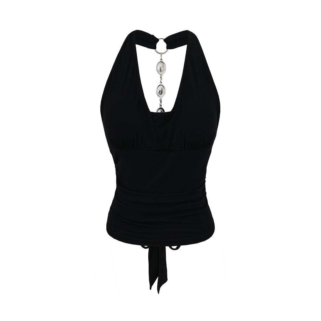 Dame Sporty Tankini-top med mode rygdetalje og elegant halterdesign Stilla