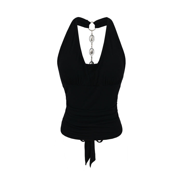 Dame Sporty Tankini-top med mode rygdetalje og elegant halterdesign Stilla