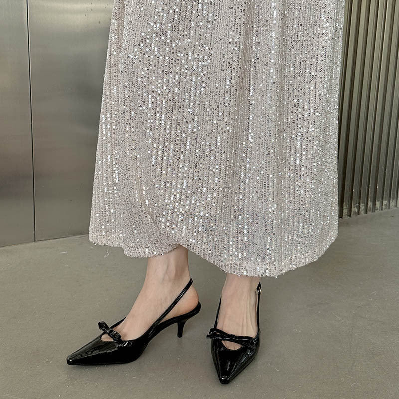 Dame Slingback Pumps med elegant sløjfedekoration og smart hæl Stilla