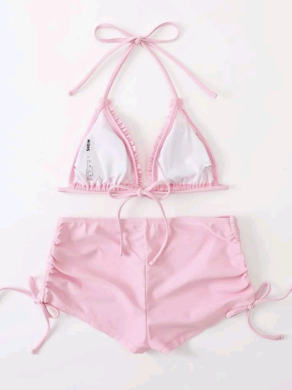 Dame Rüschendreieck-top og høj talje bade-shorts sæt Stilla