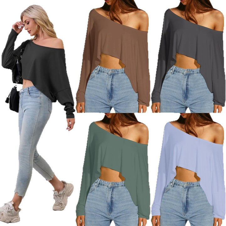 Damen asymmetrisches Crop-Oberteil mit lässigem Schnitt und weichem Stoff Skovae