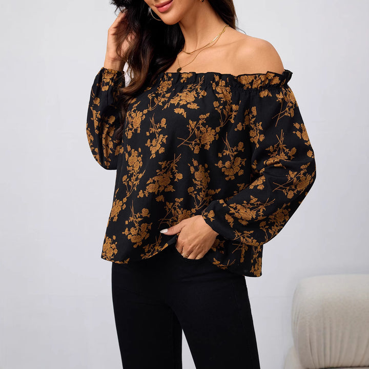Dame Off-Shoulder Bluse med blomsterprint og flæsedetaljer Stilla