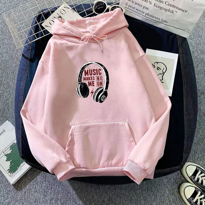 Kvinders hoodie med kreativ musikdesign Skovae