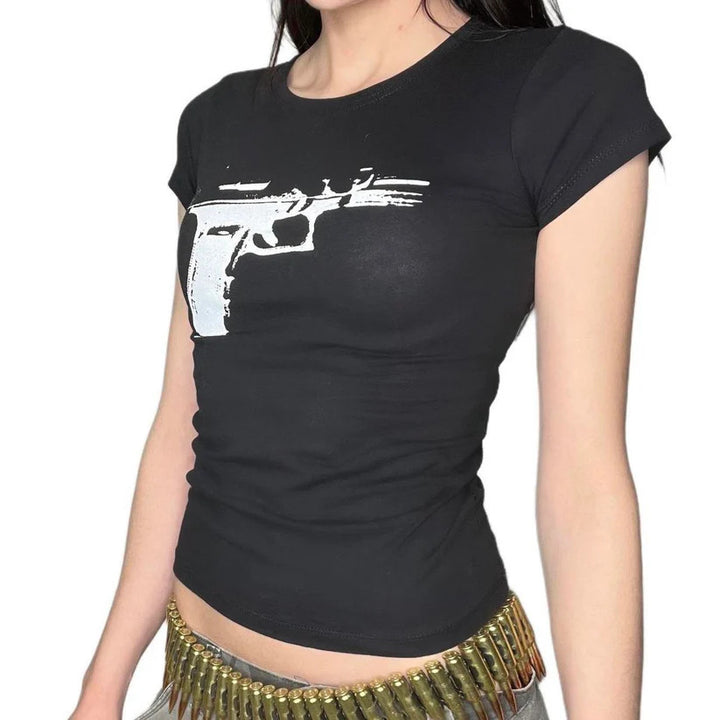 Dame Print-T-shirt med grafisk design Skovae