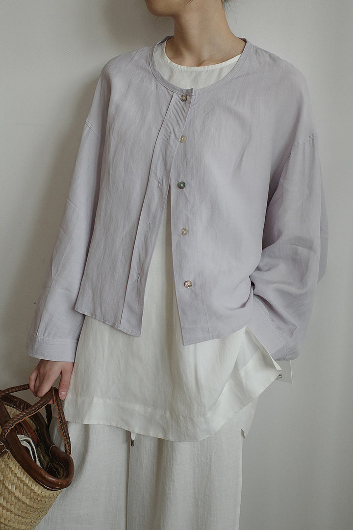 Dame luftig oversized top i fint struktureret materiale med indsnittede ærmer Stilla