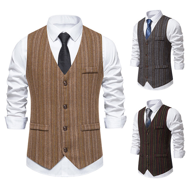 Herrer Elegant Fiskebensmønster Vest Stilla