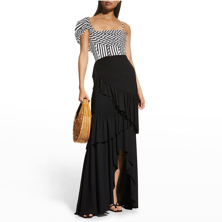 Dame One-Shoulder Badedragt med Volantnederdel Skovae