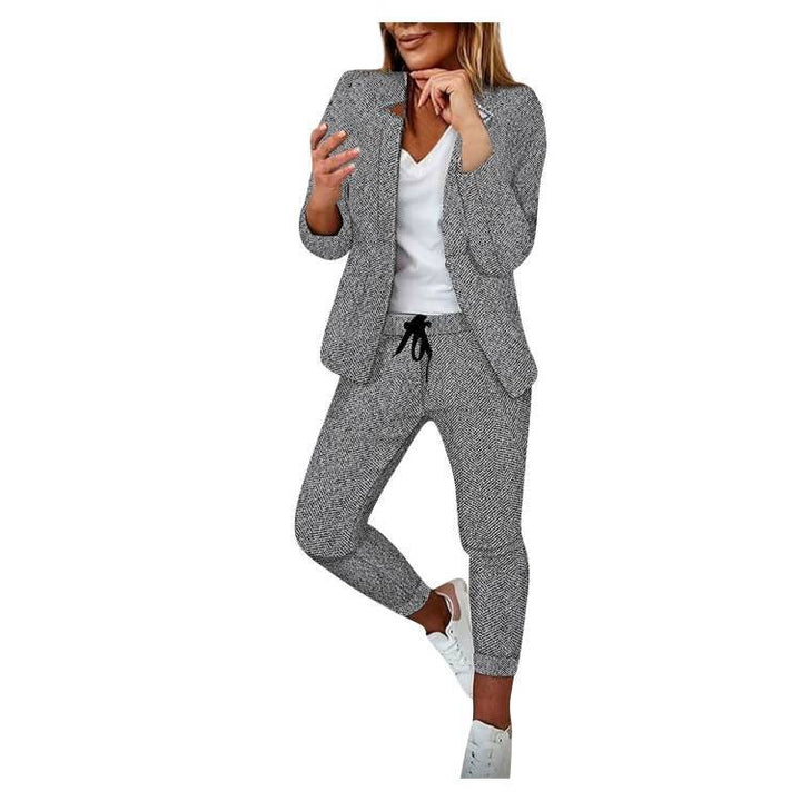 Dame Smart, struktureret blazer-outfit med elastisk talje Stilla