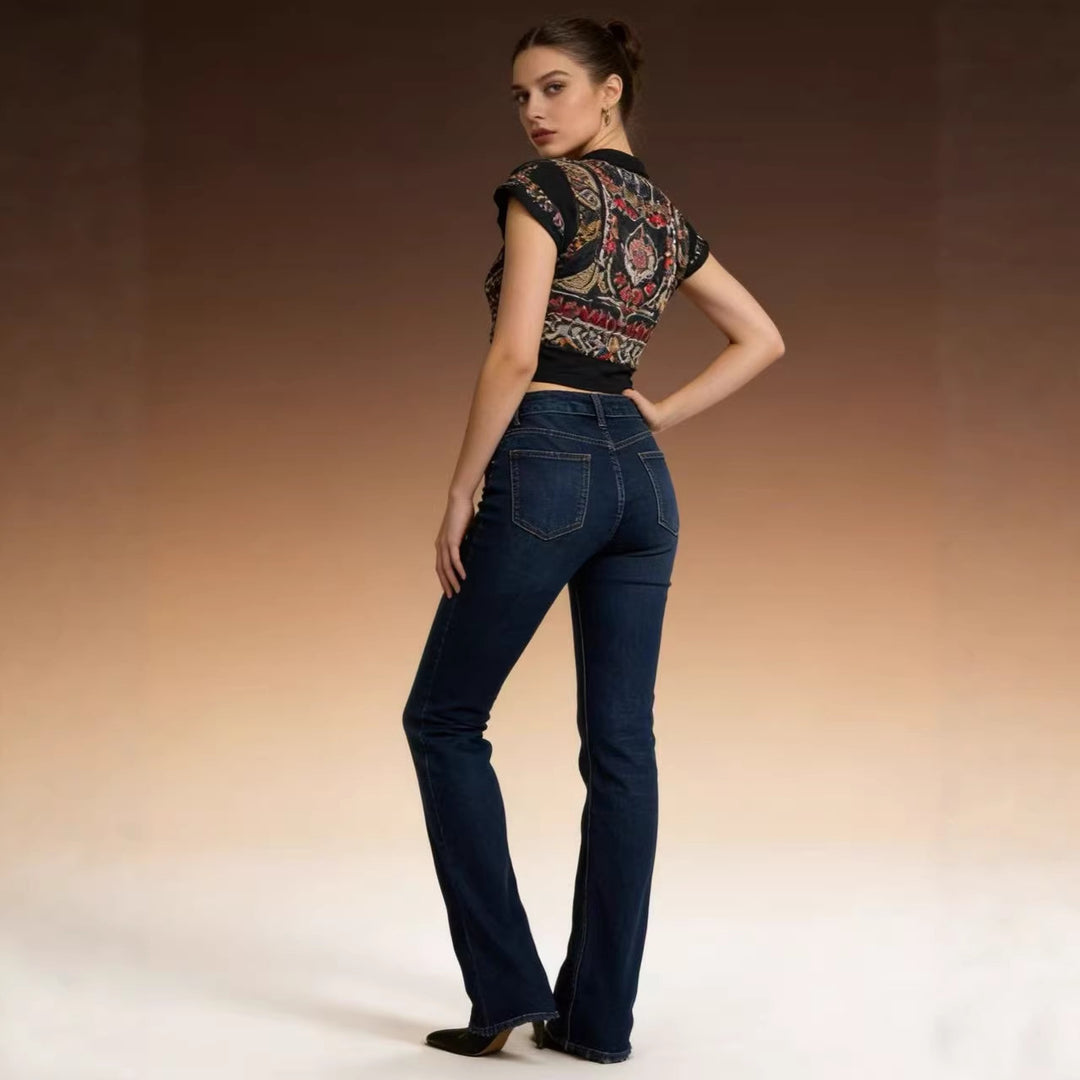 Dame høj taljede Bootcut jeans i elegant design Skovae
