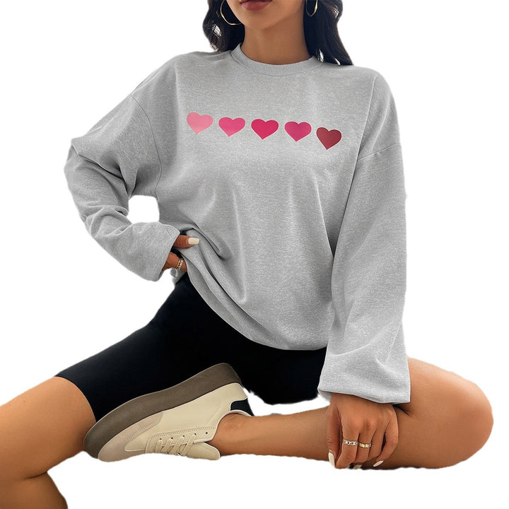 Dame Oversized Sweatshirt med hjerte motiv og afslappet snit Stilla