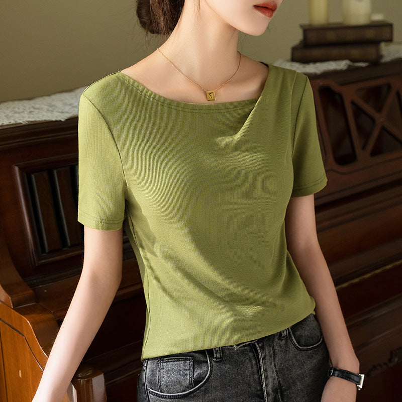Damer moderigtigt kortærmet skjorte med elegant ribstruktur og komfortabel pasform Stilla